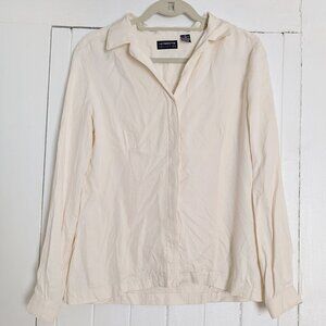 Vintage Liz Claiborne 100% Silk Blouse Ivory White Button Down Shirt